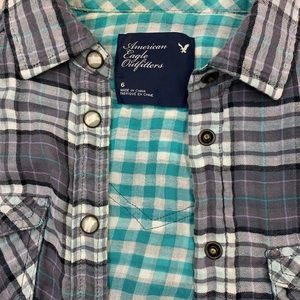 American Eagles size 6 flannel shirt blue